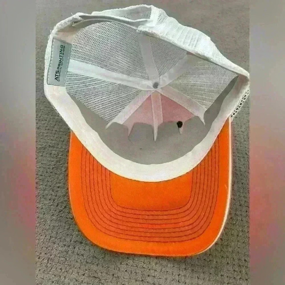 Whitetails Unlimited Men’s Orange/White Mesh Adjustable Strap Back Trucker Hat - Picture 5 of 6